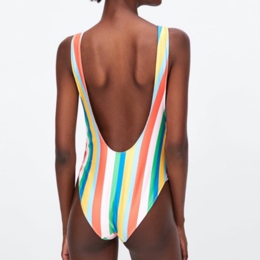 ZARA Multi color striped one piece bathing suit size s - Picture 3 of 3